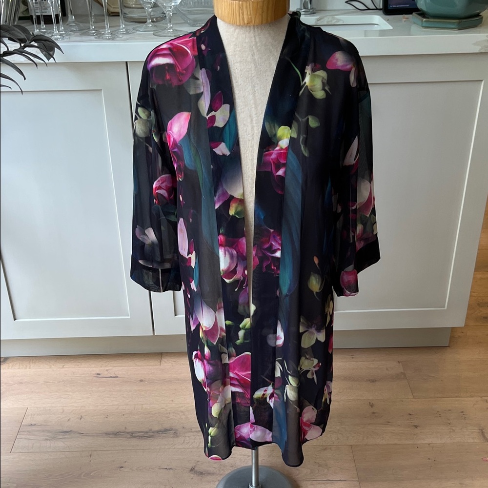 EUC Ted Baker Caylia large orchid print semi sheer georgette finish swim cover